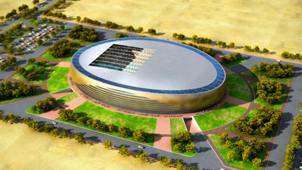 An artist impression of a multi-use stadium designed by Egyptian architect Mohamed EL Brombaly. It is the basis for the boutique stadium Mayor Tom Tate has flagged.